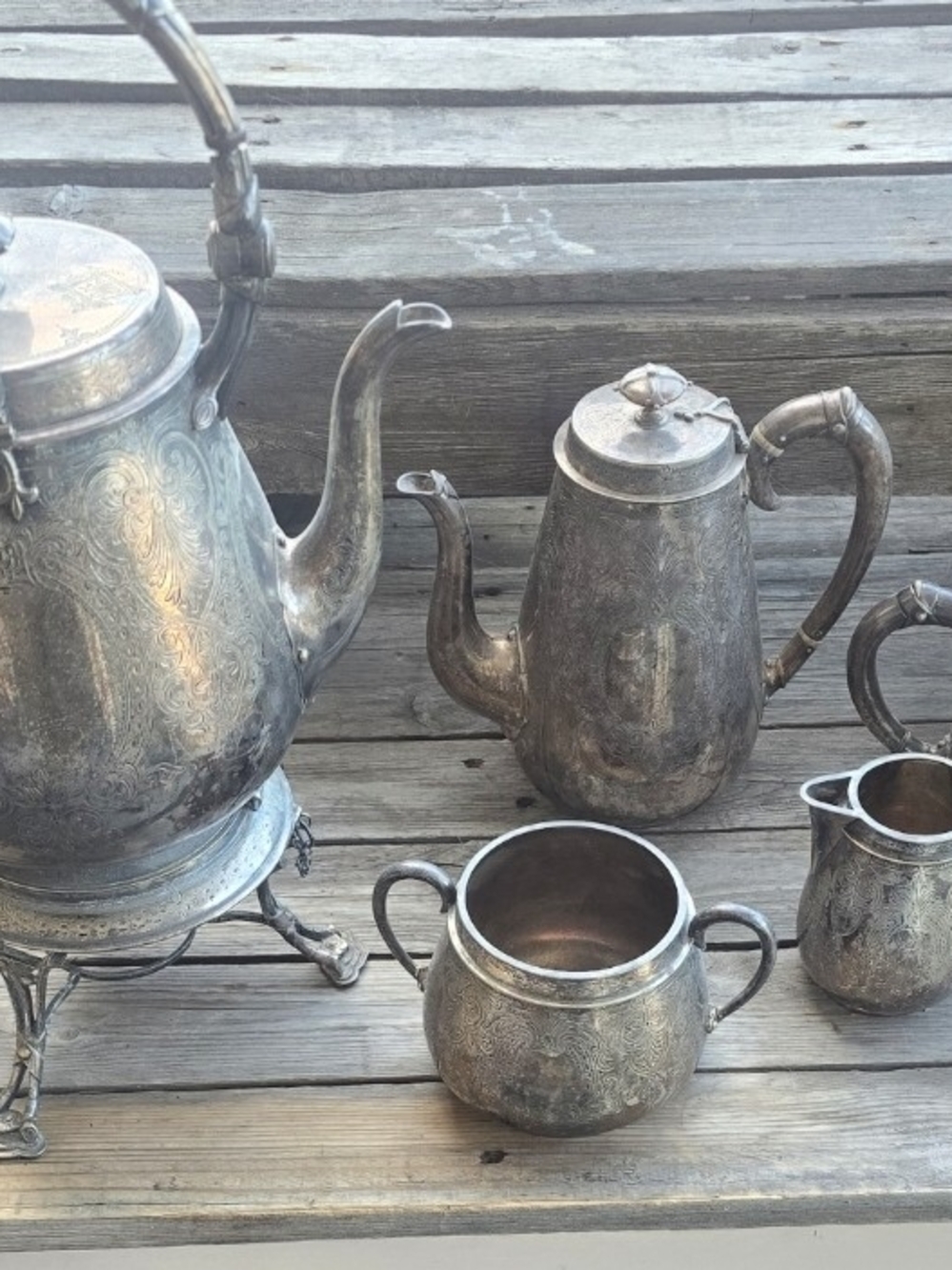 Antique 5 Pc Creswick Sheffield Victorian Silver Plate Coffee And Tea Set